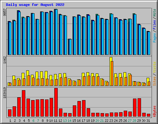 Daily usage for August 2022