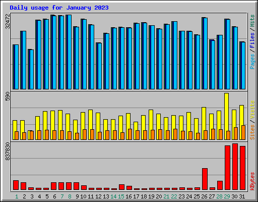 Daily usage for January 2023