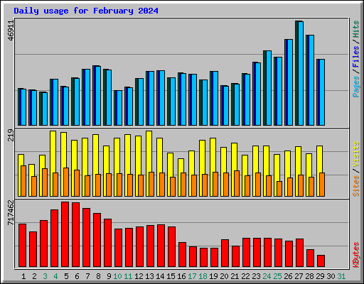 Daily usage for February 2024