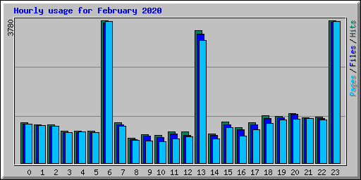 Hourly usage for February 2020