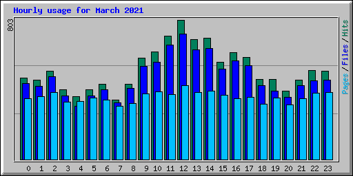 Hourly usage for March 2021